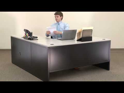 LONE ★STAR MOBILE OFFICE  Industrial Office L-Desk with Hutch - 66 x 72