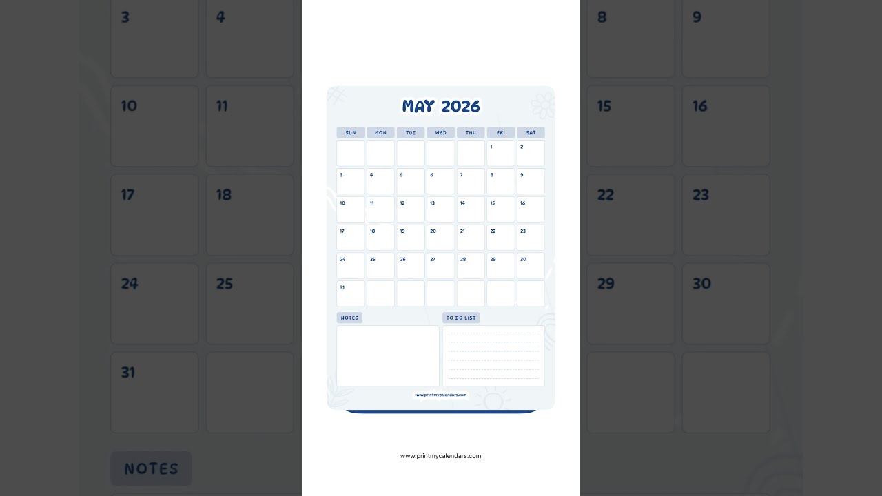 Printable May 2026 Calendar (US) | A4 & Letter Size | May 2026 Calendar Printable | Free PDF