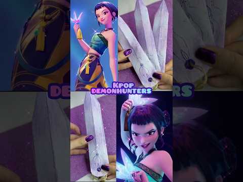 DIY Zoey's weapon from kpop demon hunters 🩵 #diy  #kpop  #shorts #viral