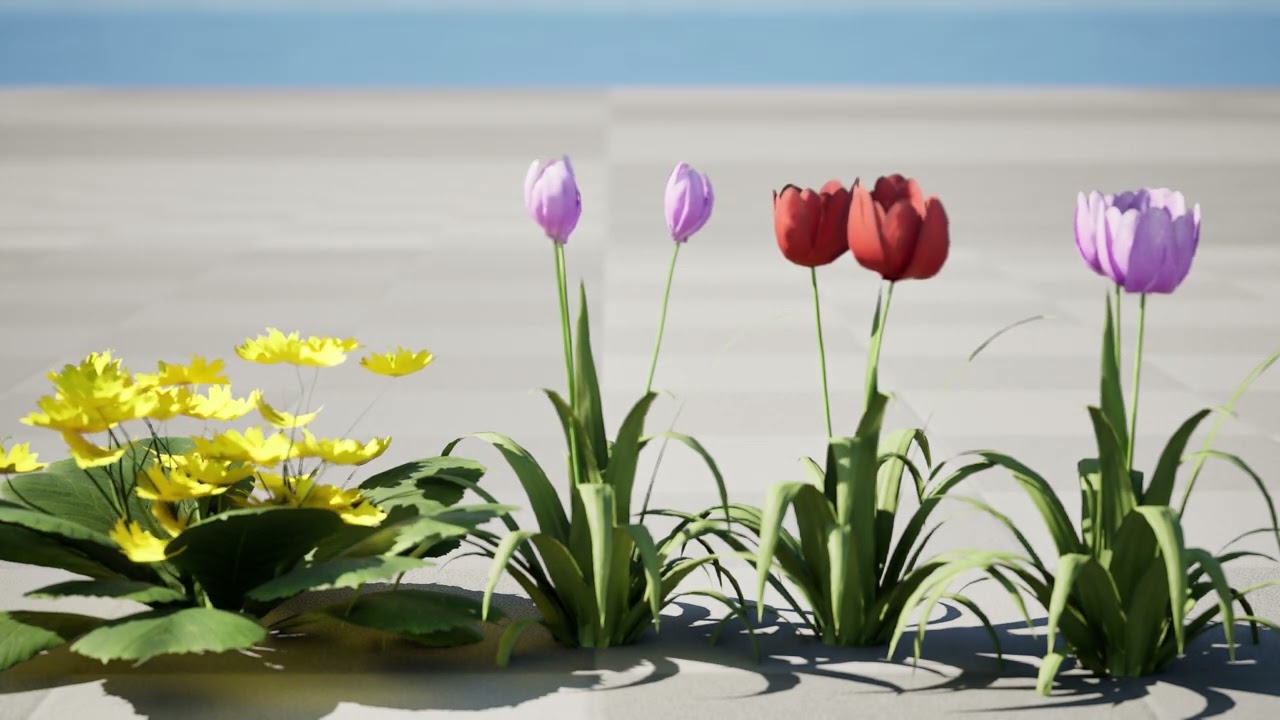 Buket Tulip Primrose Model 3D