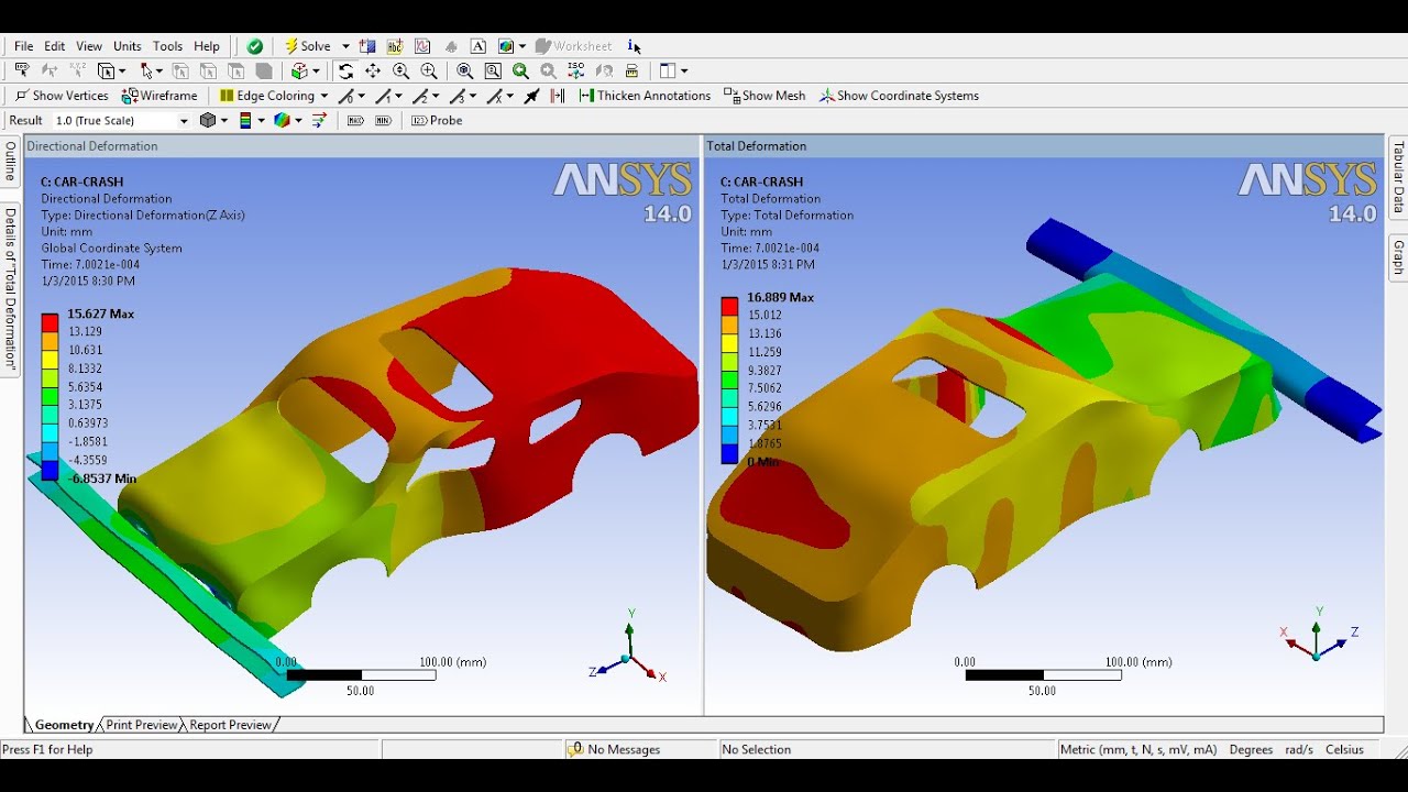ANSYS Explicit Dynamic Tutorial Video | ANSYS Workbench Crash Test | GRS |