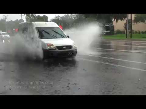 Sarasota, FL Heavy Rain, Flooded Road and Beach - 7/9/2019