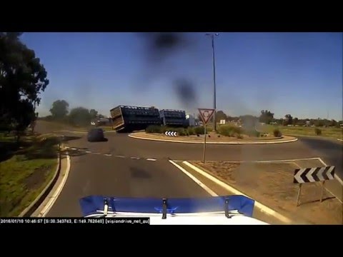 Amazing Save as B double Truck nearly Rolls