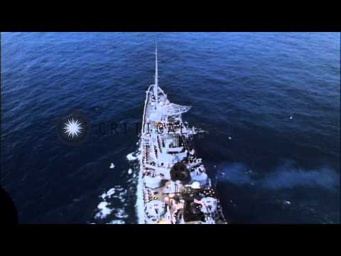 USS Northampton, USS Forrestal, USS Enterprise, USS Spiegel Grove pass in a revie...HD Stock Footage