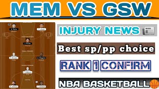 MEM VS GSW DREAM11 TEAM | MEM VS GSW NBA BASKETBALL TEAM | MEM VS GSW DREAM11 PREDICTION | MEM_GSW