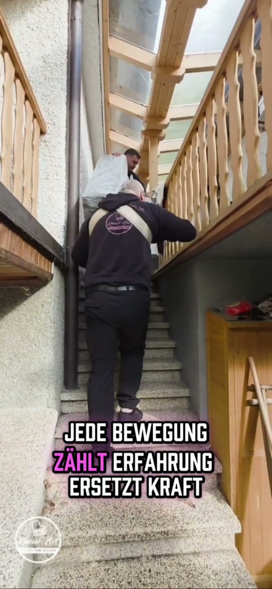 Video: the instrument is carried up the stairs