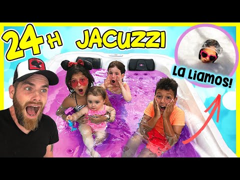 24 HOURS in the JACUZZI with KARINA & MARINA and NENO on the sly 😱 24 Hours in the FOAM POOL