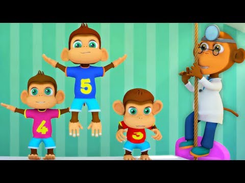 Fünf kleine Affen | Kinderreime für Kinder | Kinderlied auf Deutsch | Affenlied | Five Little Monkey