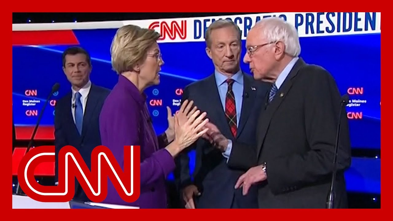 Watch tense exchange between Warren and Sanders after debate - YouTube