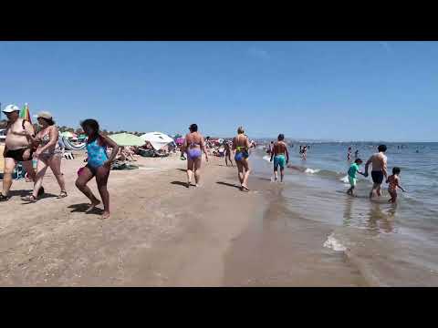 ☀️ 4K Beach Walk in Valencia, Spain  Sunny Day by the Mediterranean Sea