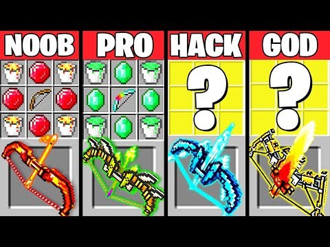Minecraft Battle: SECRET BOW CRAFTING CHALLENGE - NOOB vs PRO vs HACKER vs GOD ~ Funny Animation