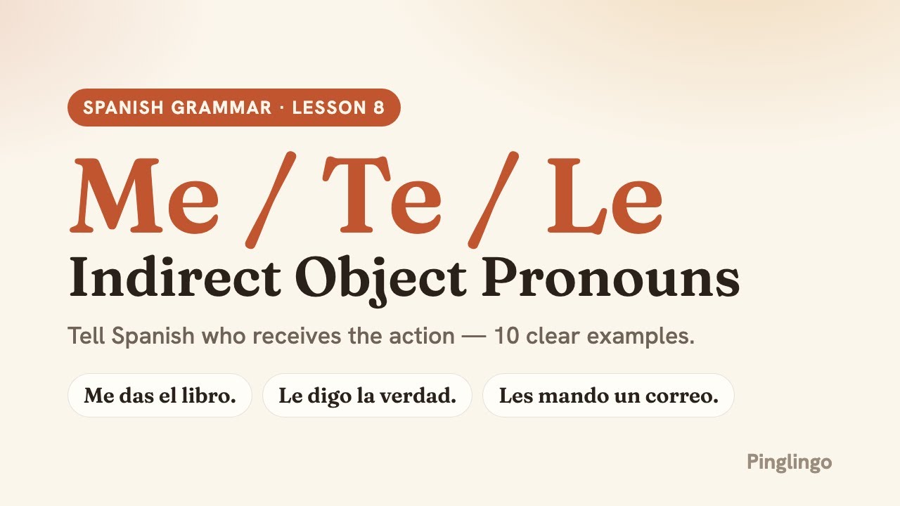 Indirect Object Pronouns — Pinglingo Spanish video lesson