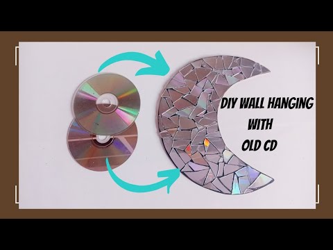 old cd craft ideas | moon wall hanging | moon cd | best out of waste 🌙💫