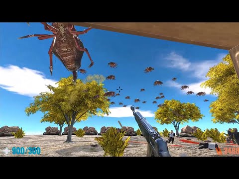 Survive in Swamp with Giant Bugs. FPS Perspective Animal Revolt Battle Simulator