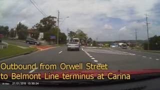 preview picture of video 'Dash cam video of tram line and reserve at Belmont Terminus, Carina. 27 Jan 2015'