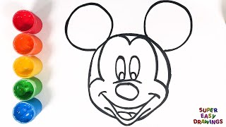 How To Draw And Paint Mickey Mouse | Mickey Mouse Coloring Page | Drawing For Kids | Learn Colors