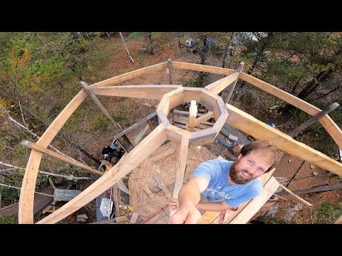 Yurt Style Roof Before Winter | Fall Push to Frame Offgrid Tinyhouse.