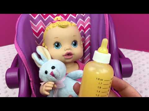Feeding my Baby Alive Sip N Slurp Doll Drinks Orange Doll Juice in New Pet Bottle Video