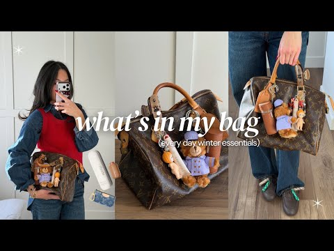 what's in my everyday winter bag ❄️🌨️ daily bag essentials (ft. louis vuitton speedy bandoulière 30)