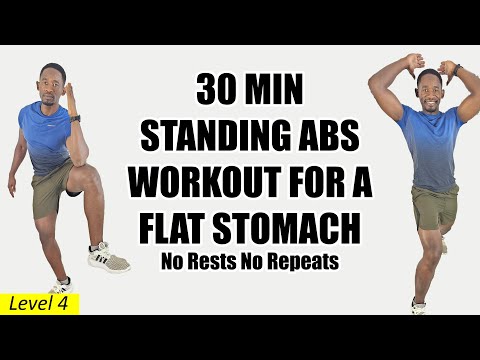 Learn 30 Minute Standing Abs Workout for A Flat Stomach No Rests No Repeats Mind Luster