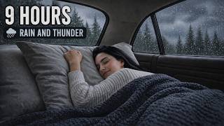 9 HORAS de Chuva Forte Batendo na Janela do Carro com Trovões na Floresta ⛈️|Tela Escura para Dormir