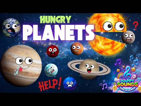 🌞 Planet song - hungry planets! ♫ | Size comparison. | "CAN" Modal verb learning with HAPPY SOUNDS!