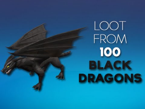 Loot from 100 Black Dragons In Runescape Legacy Mode