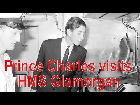 Prince Charles, destined to become King Charles III, visits HMS Glamorgan.