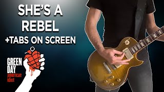 Green Day - She&#39;s A Rebel Guitar Cover with Tabs on screen 4K UHD