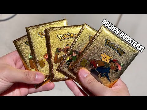 I OPENED THE RAREST GOLDEN POKEMON CARD BOOSTER PACKS.. AND FOUND THIS INSIDE THEM!