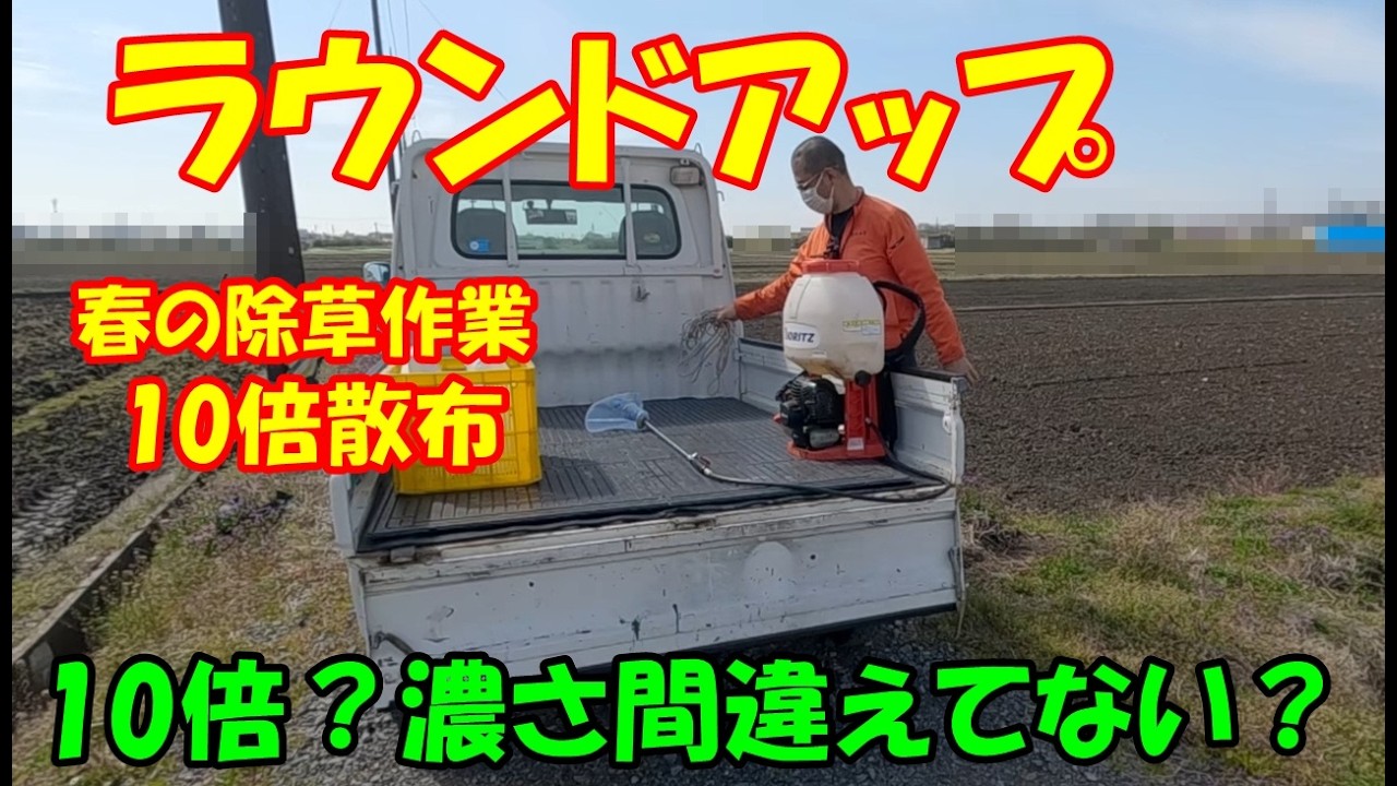 春の除草作業・ラウンドアップ・マックスロードを、10倍撒布する　田んぼ・2026 20260320