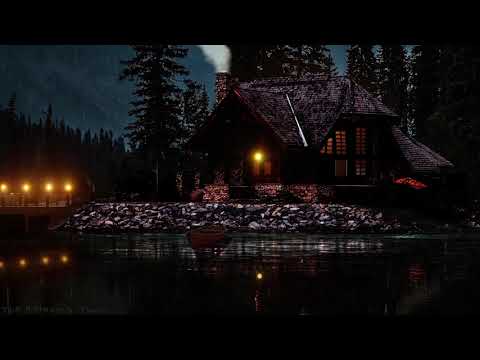 🎧 Rain on Lake at Night - Crickets, Frogs, Calm Rain, Forest Nature Sounds 10 Hours | Swamp Sounds