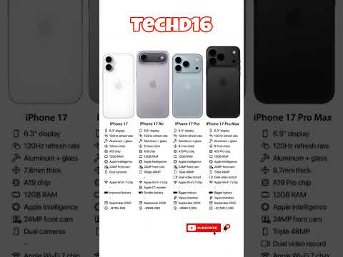 iphone 17 vs iPhone 17 air vs iPhone 17 pro vs iPhone 17 pro max features and specifications #iphone