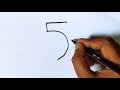 How to Draw Mango from Number 5 | Mango drawing easy for beginners step by step