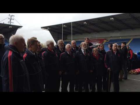 The London Welsh Rugby Club Choir performing at the Kassam Stadium vs Bath Rugby