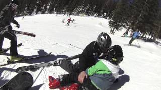 preview picture of video 'Kid on Skis Gets Knocked Out at Keystone Mountain By Snowboarder, Crash'