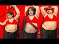 Just Firing Desi Style Black Net Saree With Red Border Back Pose And Navel Fashion Video Saree