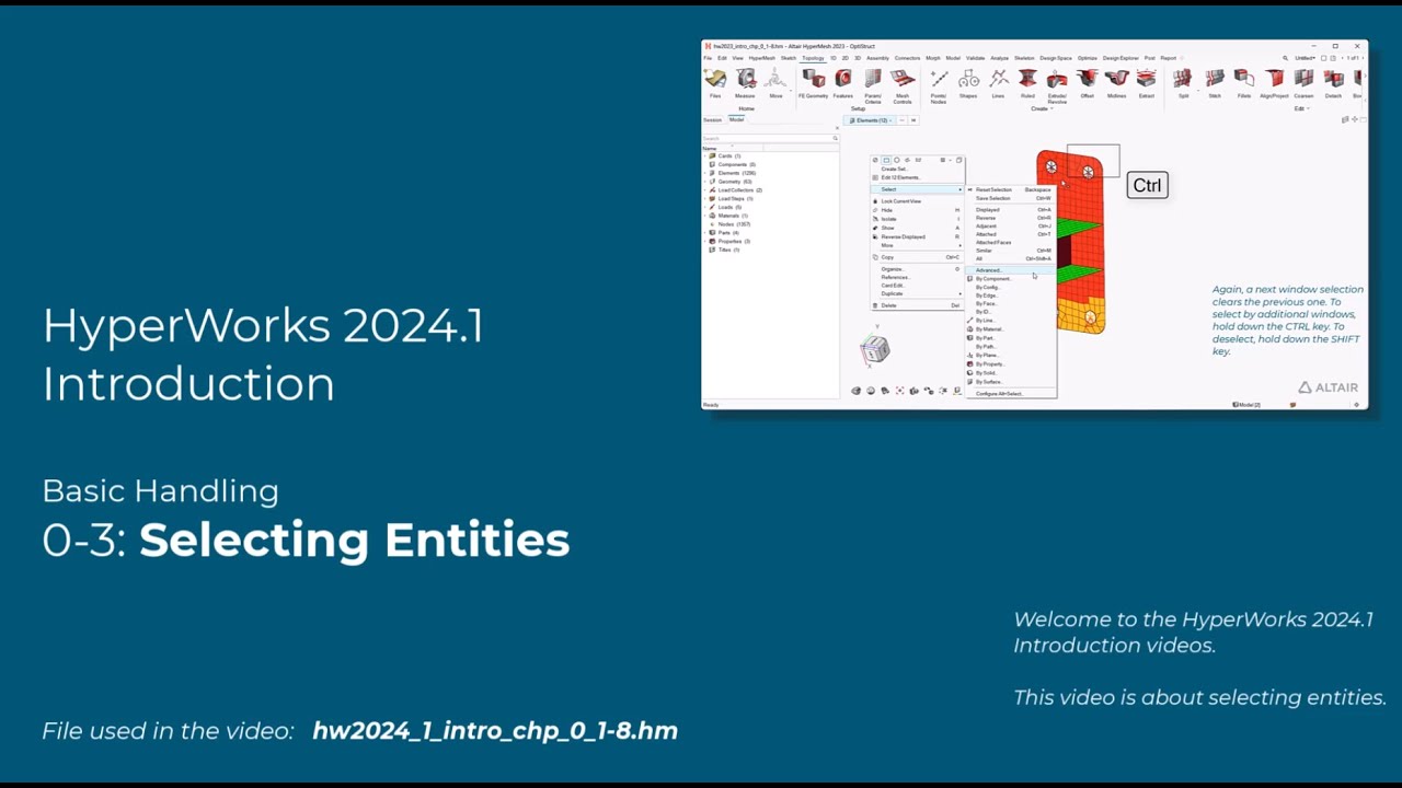 HyperMesh 2024.1 Introduction 03 - Selecting Entities
