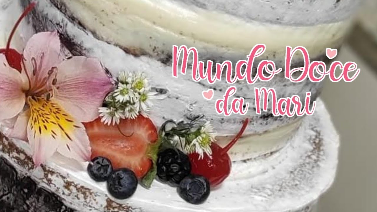 Semi Naked Cake / dois andares/ Com flores e frutas