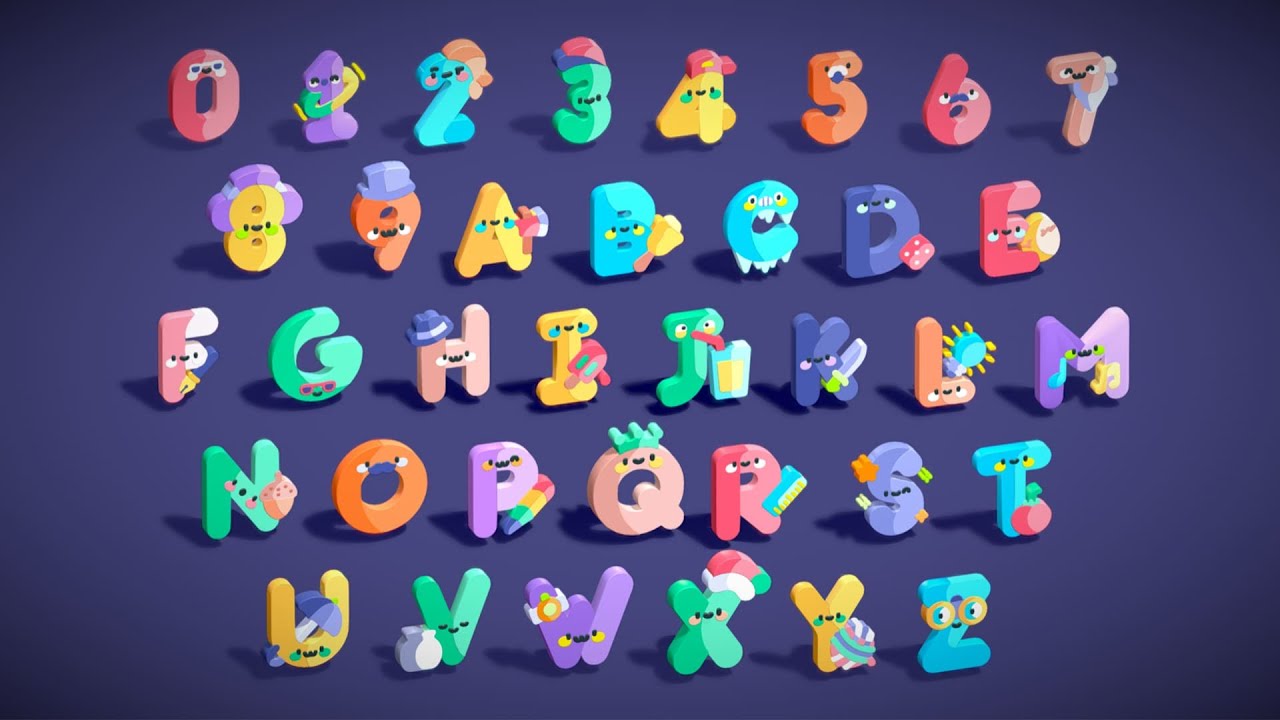 Toon Alphabets Numbers - Low Poly Cartoon Pack 1 - Kids Learning 3D Assets 3D Model