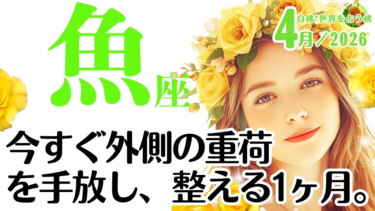 魚座♓2026年4月☆もう、一人で抱えないで！いますぐ外側の重荷を手放し、整える一か月。