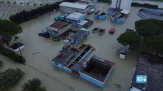 Allerta rossa in Molise, esonda il fiume Trigno: le immagini dal drone
