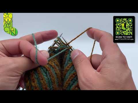 Simple Right Leaning Crossed Double Decrease In Double Knitted Brioche