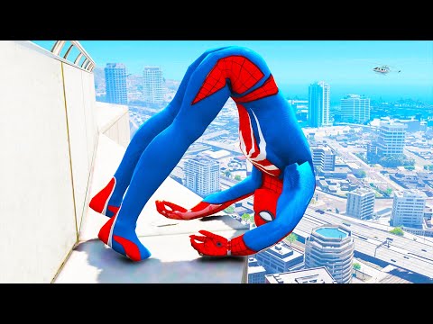 SPIDERMAN CRAZY JUMPS/FALLS #52 (GTA 5 Spider-Man Fails)