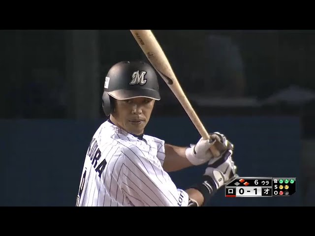 【6回裏】いぶし銀の巧打光る!! マリーンズ・福浦が同点タイムリー!! 2015/9/11 M-Bs
