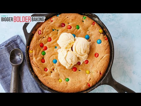 Giant One-Pan Skillet Cookie (With Loads of M&Ms!)