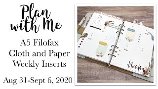 Plan with Me | A5 Filofax | Cloth and Paper Weekly Inserts | Aug 31-Sept 6, 2020 #filofax