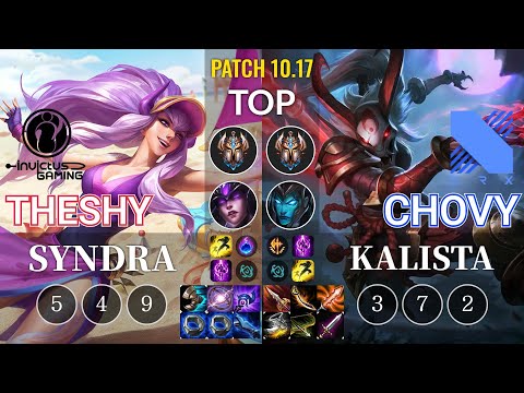 IG TheShy Syndra vs DRX Chovy Kalista Top - KR Patch 10.17