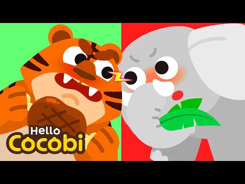 Tiger VS Elephant | Animal Song for Kids | Herbivores, Carnivores, Omnivores | Hello Cocobi