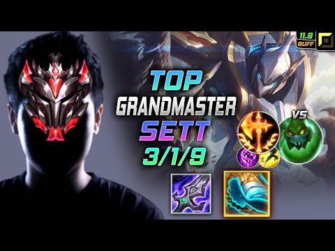 GrandMaster Sett TOP vs Zac - 천상계 탑 세트 템트리 룬 몰왕 정복자 - LOL KR 11.9
